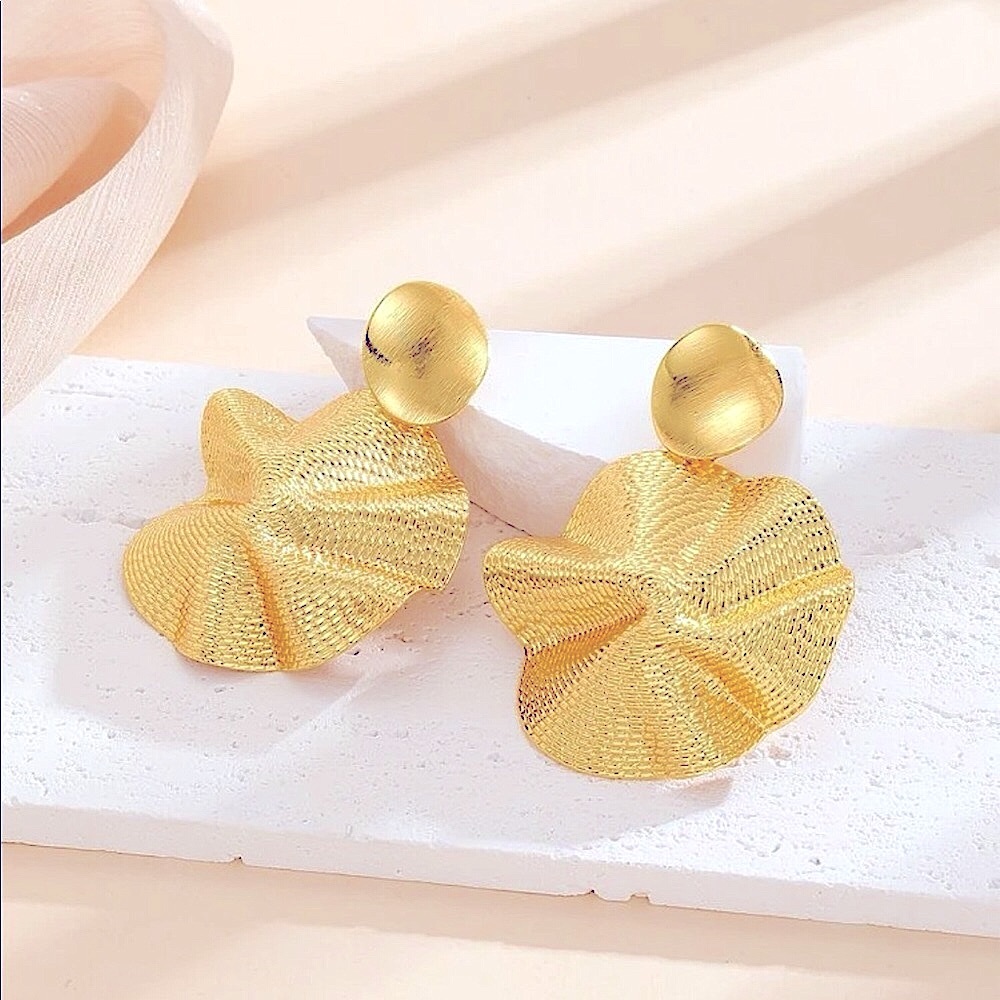 NWT Boutique 18K Gold Plated Art Deco | Luxury Bold Statement Earrings